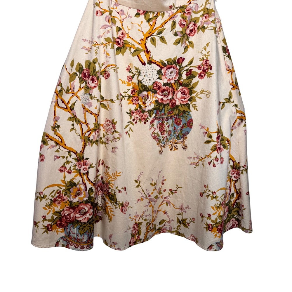VTG Y2K Moda International Floral Print Strapless Fit Flare Cottagecore Dress 2 - Picture 7 of 9